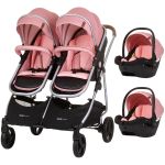 Carucior gemeni Chipolino Duo Smart 3 in 1 flamingo