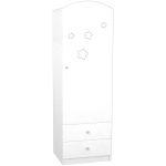 Dulap cu o usa si 2 sertare Hubners Matei deschidere dreapta alb cu stelute