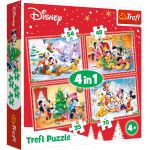 Set puzzle 4 in 1 Trefl Disney, Sarbatoarea Craciunului, 1x35 piese, 1x48 piese, 1x54 piese, 1x70 piese