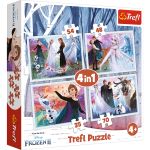 Set puzzle 4 in 1 Trefl Disney Frozen 2, In padurea magica, 1x35 piese, 1x48 piese, 1x54 piese, 1x70 piese