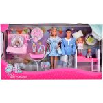Set Simba Steffi Love Family Happy Pijamas Party 29 cm cu 4 papusi, 1 caine si accesorii