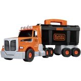 Set Smoby Camion si bormasina mecanica Black & Decker Bricolo Truck + Mini Drill cu 60 accesorii