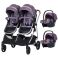 Carucior gemeni Chipolino Duo Smart 3 in 1 lilac