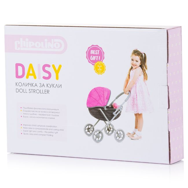 Carucior pentru papusi Chipolino Daisy grey pink linen