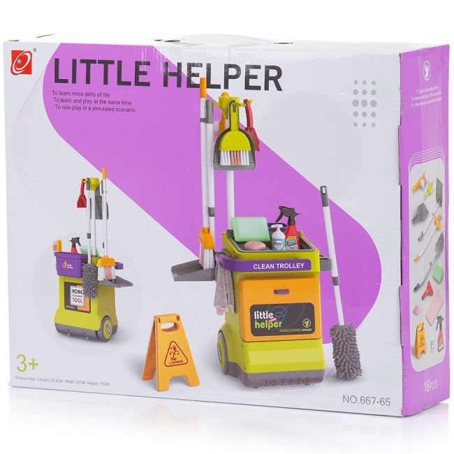 Set jucarie Chipolino Cleaning Trolley cu 16 accesorii