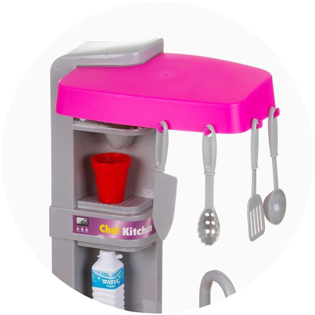 Set jucarie Chipolino Kitchen 72,5 cm cu sistem de curgere apa, lumini, sunete si 53 accesorii