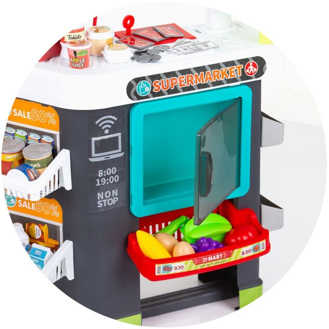 Set jucarie Chipolino Supermarket 87 cm cu lumini, sunete si 81 accesorii