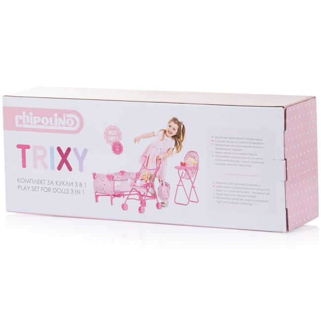 Set jucarii pentru papusi Chipolino Trixy 3 in 1 unicorn