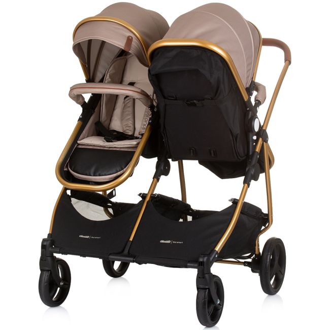 Carucior gemeni Chipolino Duo Smart 3 in 1 golden beige