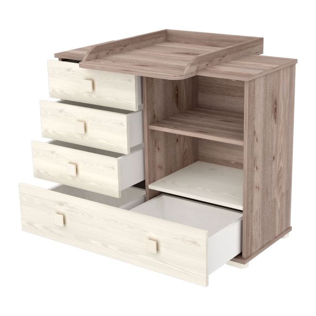 Comoda de infasat Hubners Sofia 107 cm crem nisip