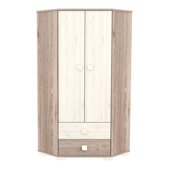 Dulap pe colt cu 2 usi si 2 sertare Hubners Sofia crem nisip