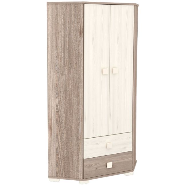 Dulap pe colt cu 2 usi si 2 sertare Hubners Sofia crem nisip