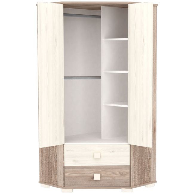 Dulap pe colt cu 2 usi si 2 sertare Hubners Sofia crem nisip