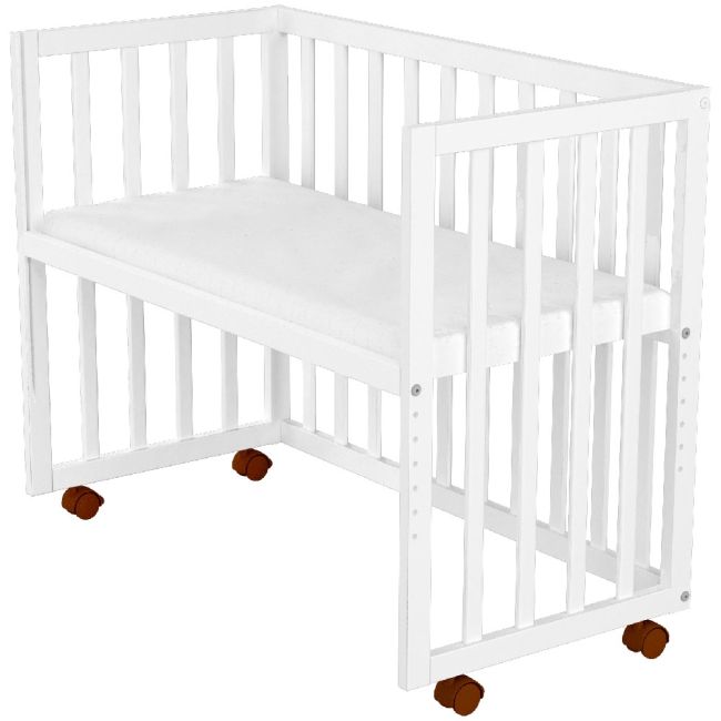 Patut copii din lemn co-sleeper Hubners Matei 94x46 cm alb