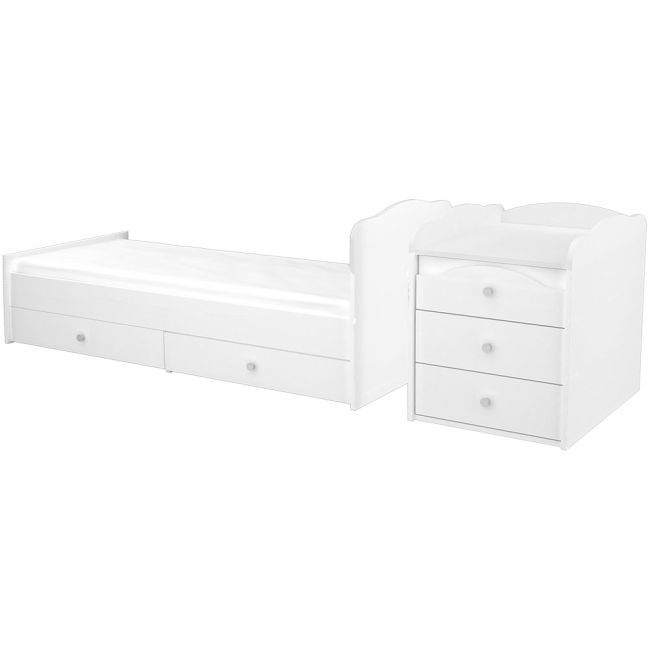 Patut copii transformabil din lemn cu 5 sertare Hubners Matei Maxi Kombi 120x70 cm alb