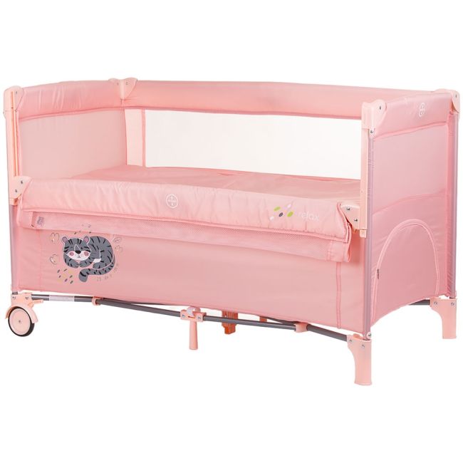 Patut pliabil Chipolino Relax flamingo cu laterala culisanta