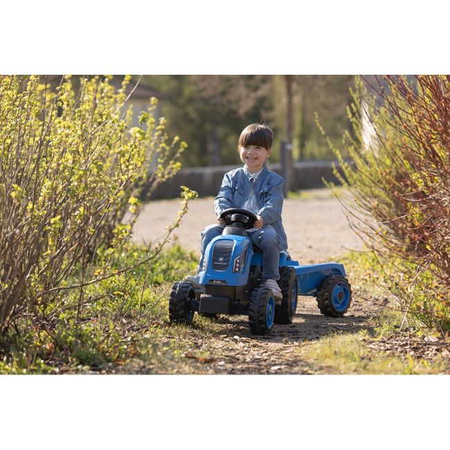 Tractor cu pedale si remorca Smoby Farmer XL albastru