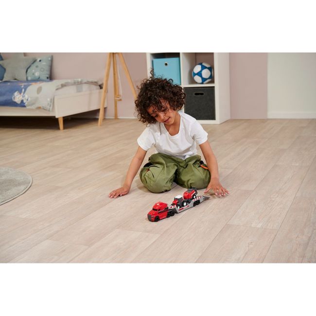 Camion Dickie Toys Massey Ferguson Micro Farm Truck 32 cm cu tractor si presa de balotat