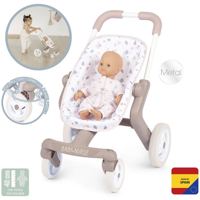 Carucior sport pentru papusi Smoby Baby Nurse Poussette Pop crem