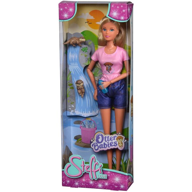 Papusa Simba Steffi Love Otter Babies 29 cm cu 2 figurine si accesoriu