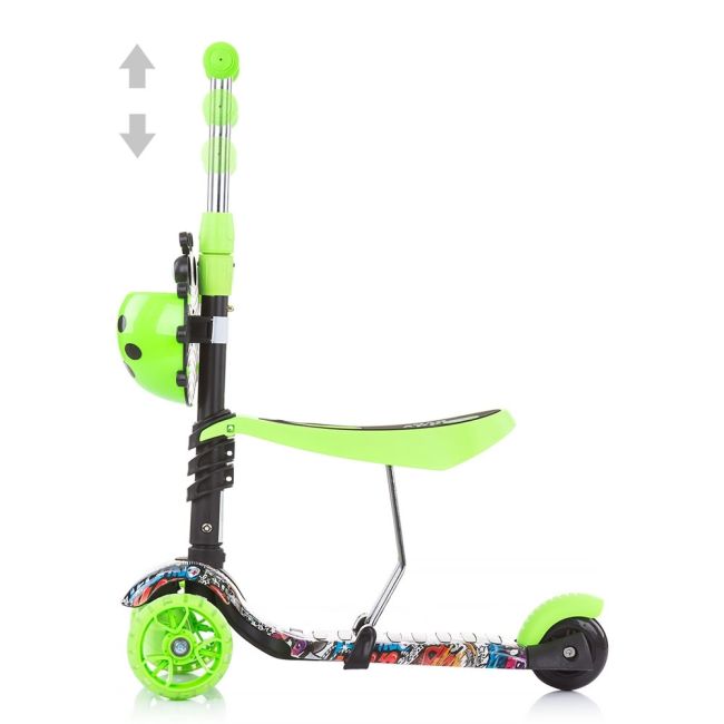 Trotineta Chipolino Kiddy Evo 3 in 1 cu maner green graffiti