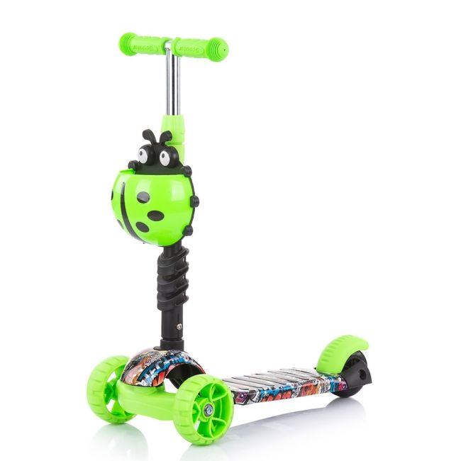 Trotineta Chipolino Kiddy Evo 3 in 1 cu maner green graffiti