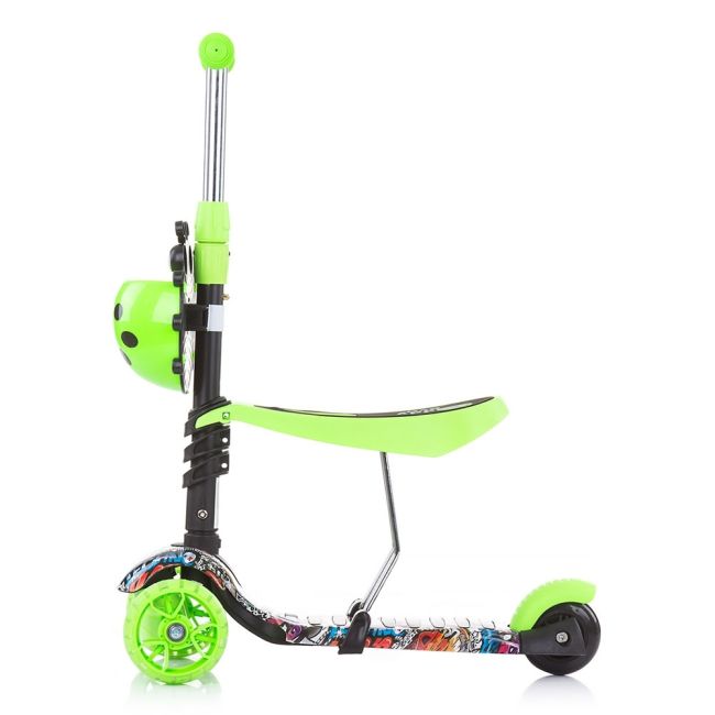 Trotineta Chipolino Kiddy Evo 3 in 1 cu maner green graffiti