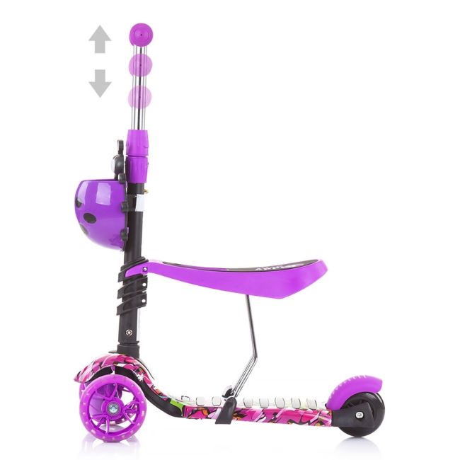 Trotineta Chipolino Kiddy Evo 3 in 1 cu maner purple graffiti