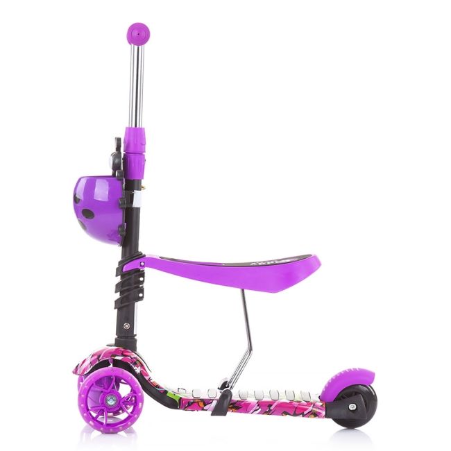 Trotineta Chipolino Kiddy Evo 3 in 1 cu maner purple graffiti