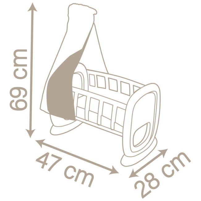 Leagan pentru papusa Smoby Baby Nurse Cradle maro cu baldachin