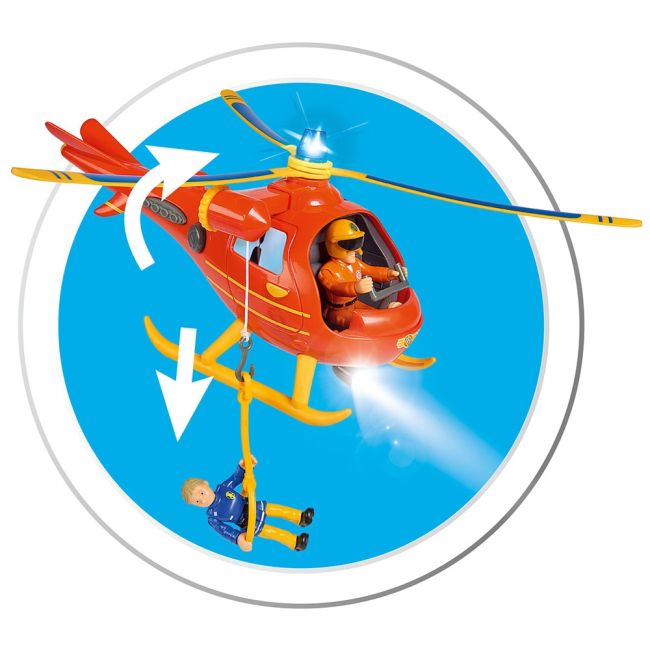 Elicopter electric Simba Fireman Sam Wallaby cu figurina Tom