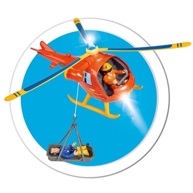 Elicopter electric Simba Fireman Sam Wallaby cu figurina Tom