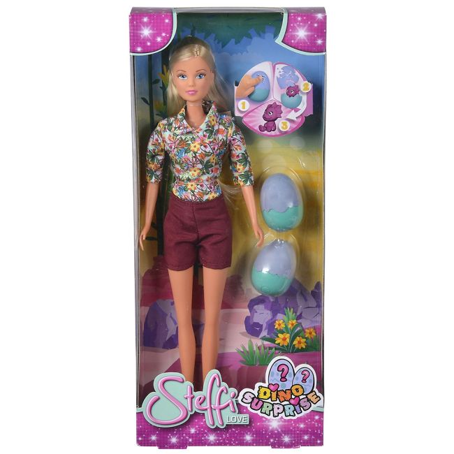 Papusa Simba Steffi Love Dino Surprise 29 cm cu 2 figurine