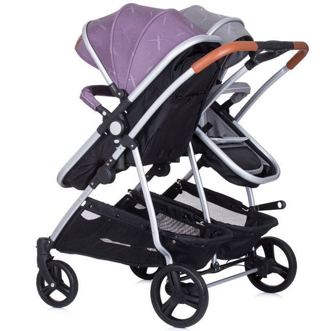 Carucior gemeni Chipolino Duo Smart 3 in 1 anthracite lilac