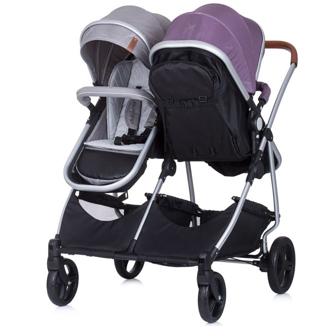 Carucior gemeni Chipolino Duo Smart 3 in 1 anthracite lilac