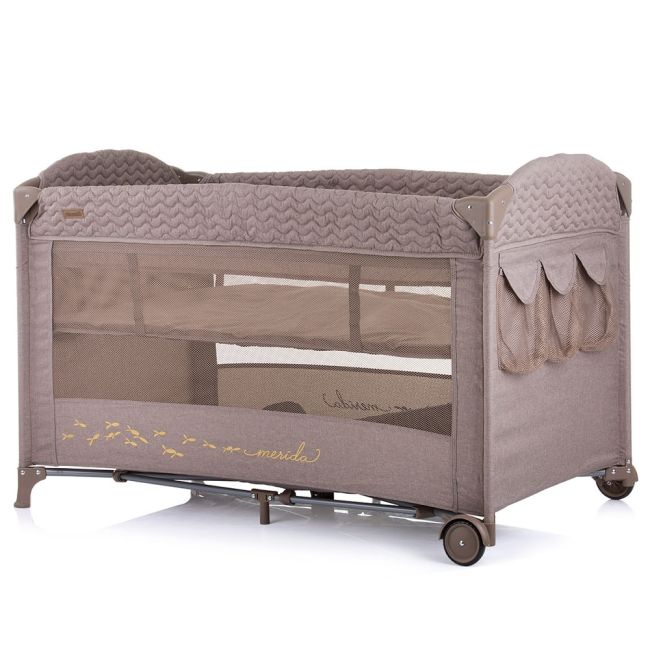 Patut pliabil Chipolino Merida humus linen cu laterala culisanta