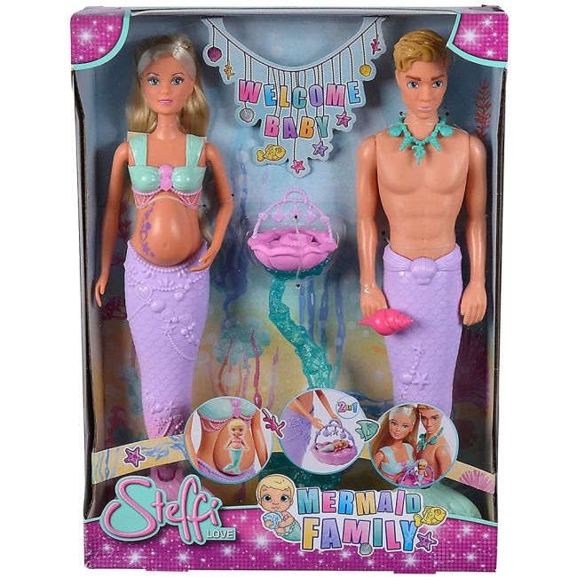 Set Simba Steffi Love Mermaid Family papusa Steffy 29 cm, papusa Kevin 29 cm si accesorii