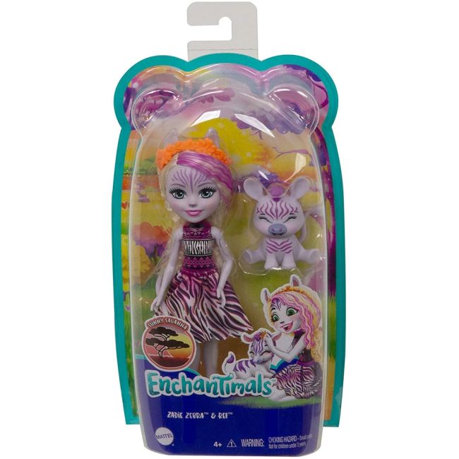 Papusa Enchantimals by Mattel Zadie Zebra cu figurina Ref