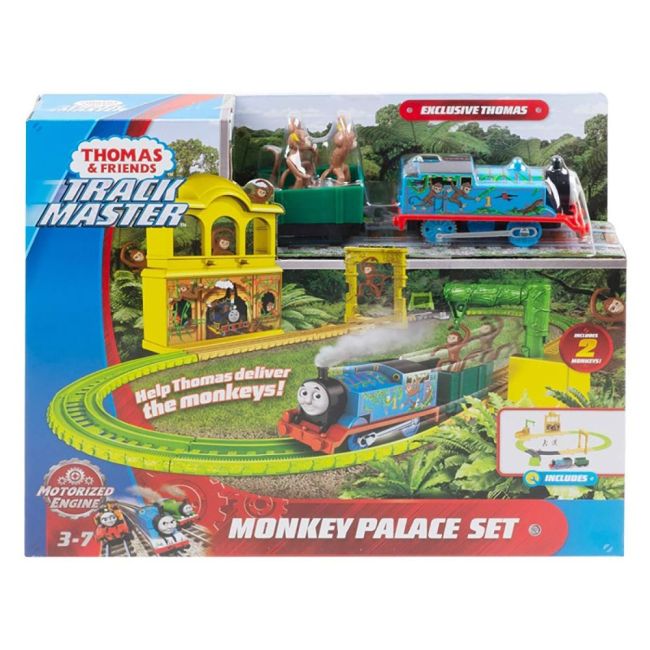 Set Fisher Price by Mattel Thomas and Friends Monkey Palace cu sina, vagoane si locomotiva motorizata