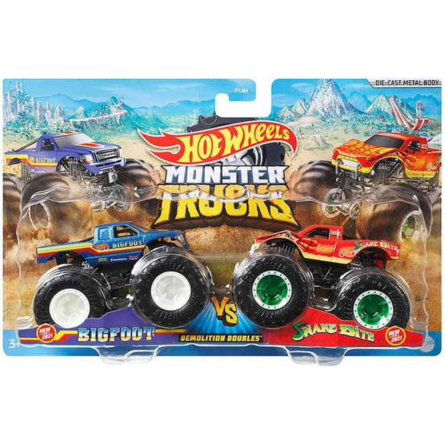 Set Hot Wheels by Mattel Monster Trucks Bigfoot vs Snake Bite