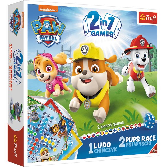 Joc Trefl Paw Patrol, Patrula Catelusilor 2 in 1 Ludo si Cursa