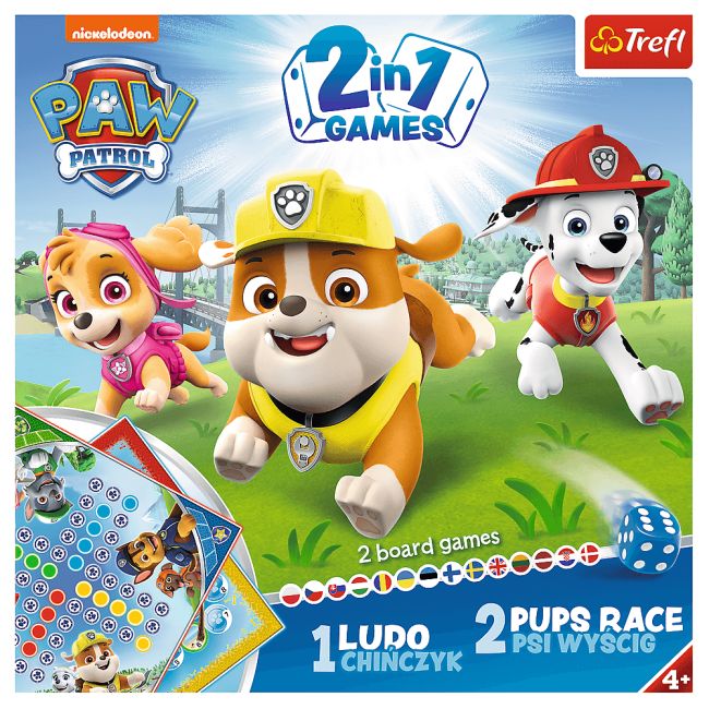 Joc Trefl Paw Patrol, Patrula Catelusilor 2 in 1 Ludo si Cursa