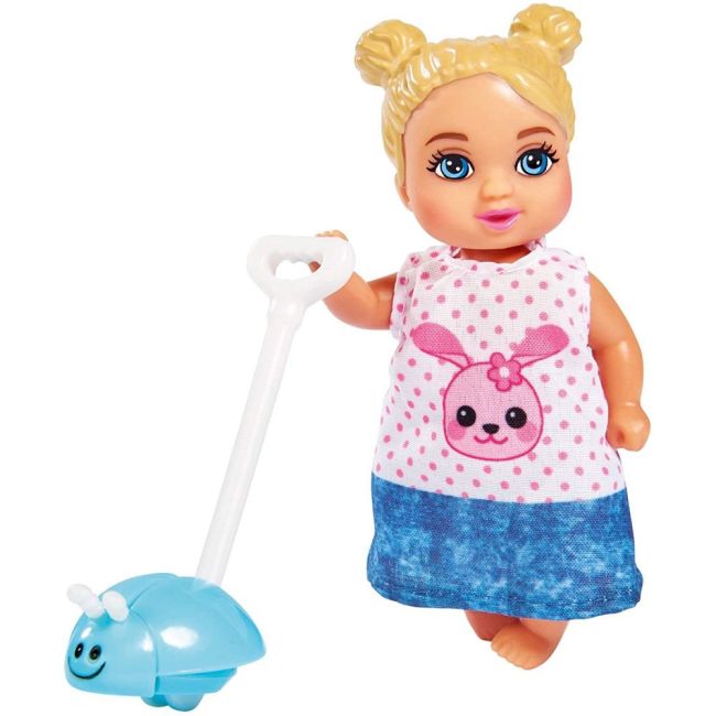 Papusa Simba Steffi Love 29 cm Baby World in rochie cu floricele, cu 2 copii, 1 bebelus si accesorii