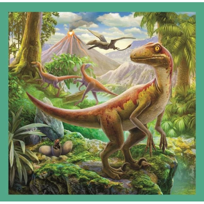 Set puzzle 3 in 1 Trefl Lumea extraordinara a dinozaurilor, 1x20 piese, 1x36 piese, 1x50 piese