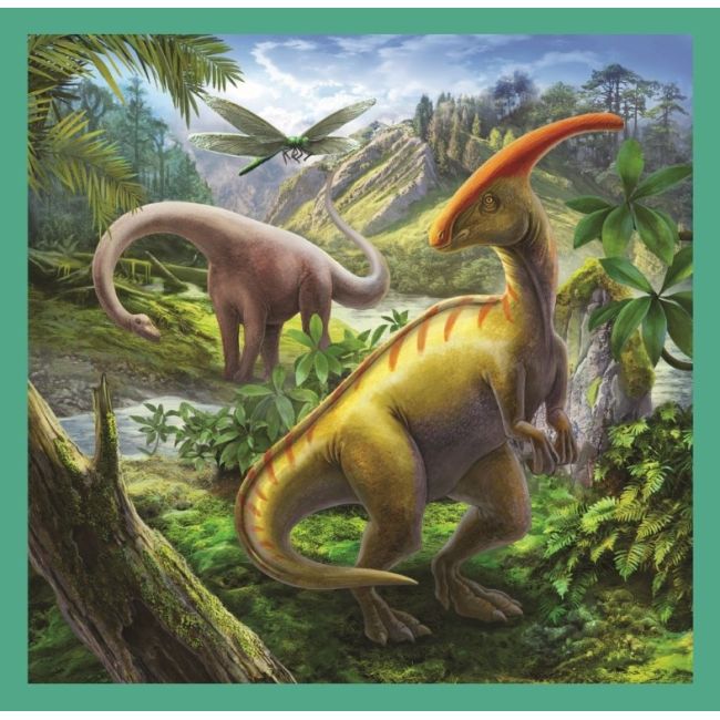 Set puzzle 3 in 1 Trefl Lumea extraordinara a dinozaurilor, 1x20 piese, 1x36 piese, 1x50 piese