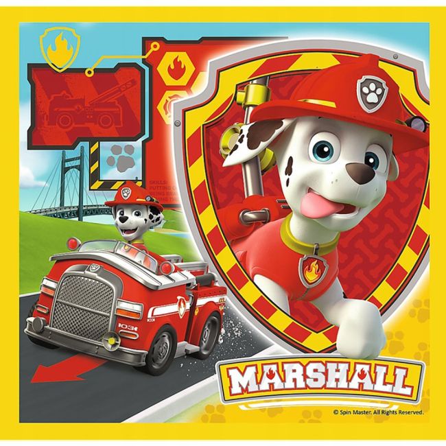 Set puzzle 3 in 1 Trefl Paw Patrol, Marshall Rubble si Chase, 1x20 piese, 1x36 piese, 1x50 piese