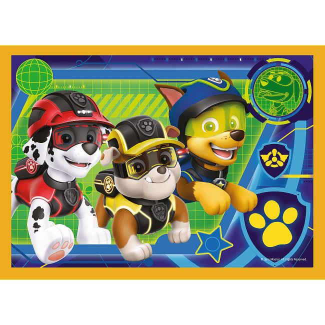 Set puzzle 4 in 1 Trefl Paw Patrol, Mereu punctual, 1x35 piese, 1x48 piese, 1x54 piese, 1x70 piese