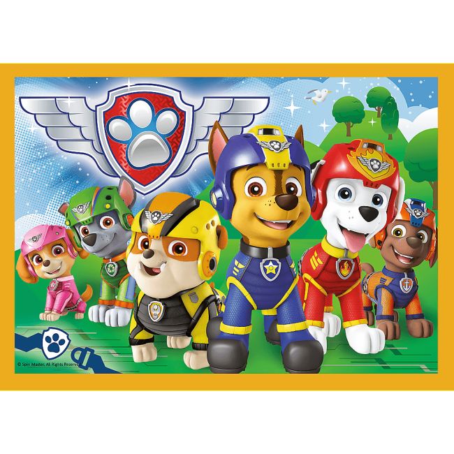 Set puzzle 4 in 1 Trefl Paw Patrol, Mereu punctual, 1x35 piese, 1x48 piese, 1x54 piese, 1x70 piese