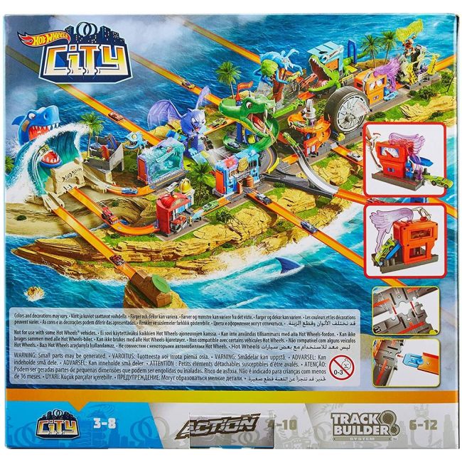 Pista de masini Hot Wheels by Mattel City Downtown Speedy Fuel Stop cu masinuta