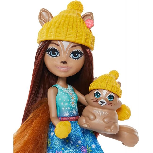 Set Enchantimals by Mattel papusa Sharlotte Squirrel, figurina Peanut si accesorii